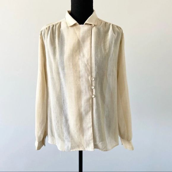 Vintage Elite Made in Canada Striped  Blouse - Picture 1 of 12